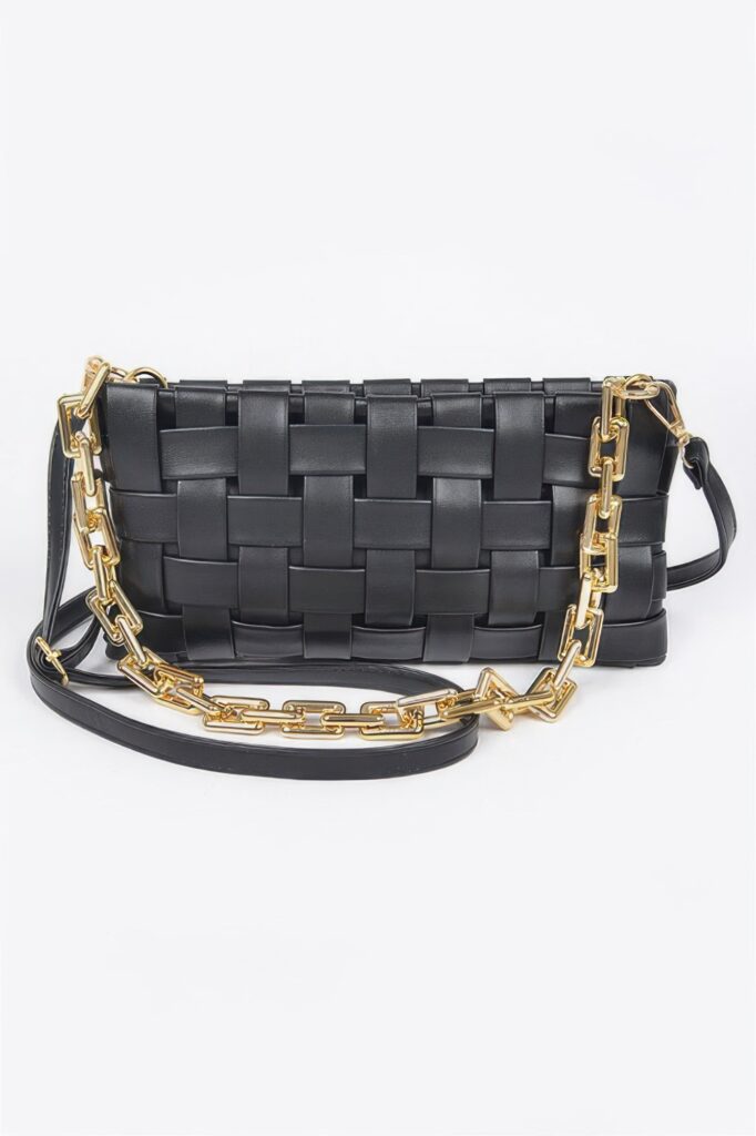 Braided Chain Crossbody Bag - Rectangular Silhouette