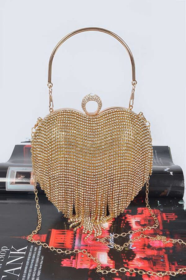 Rhinestone Fringe Heart-Shaped Party Bag