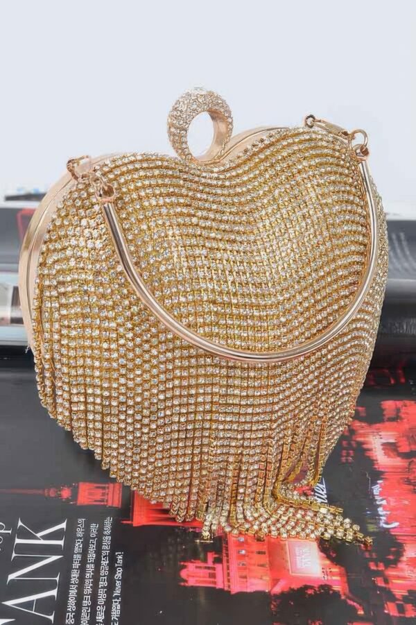 Rhinestone Fringe Heart-Shaped Party Bag