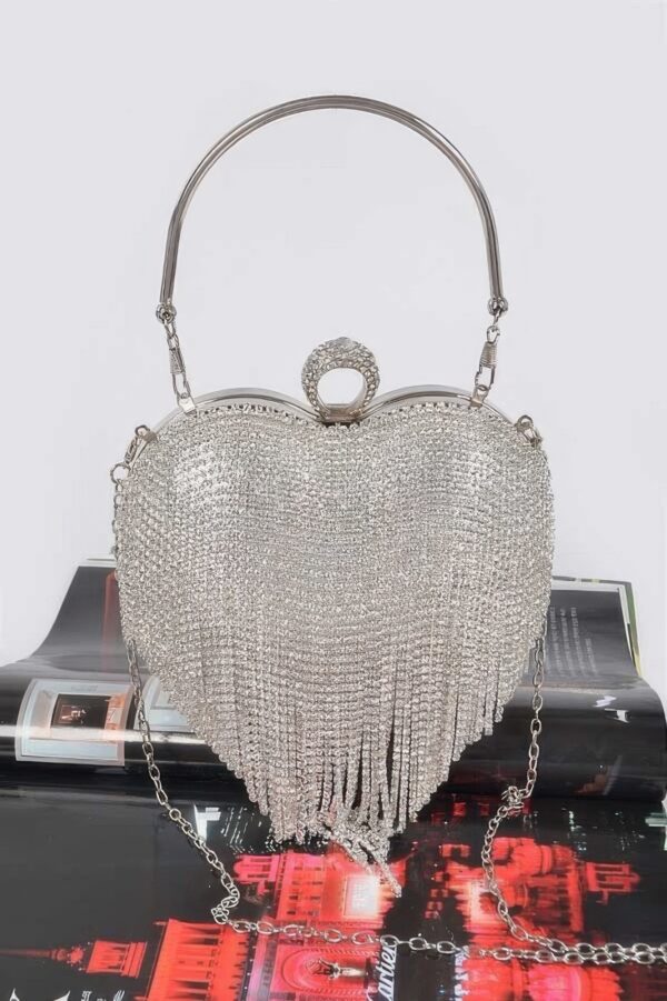 Rhinestone Fringe Heart-Shaped Party Bag