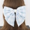 Plaid Pearl Ribbon Hair Clip – Bow Accent