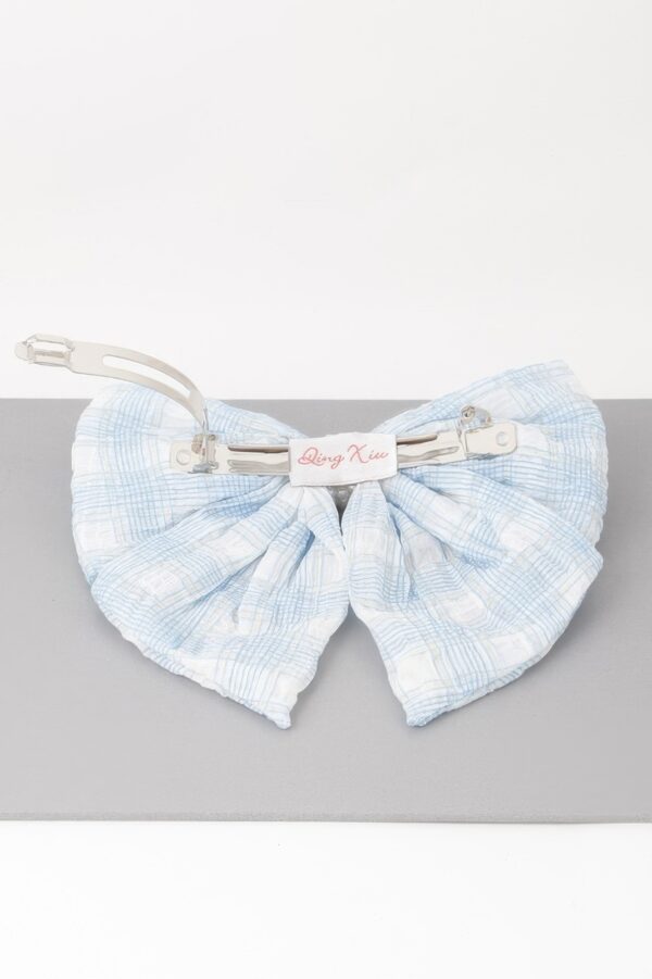 Plaid Pearl Ribbon Hair Clip – Bow Accent