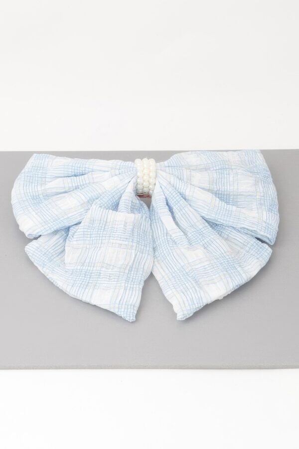 Plaid Pearl Ribbon Hair Clip – Bow Accent