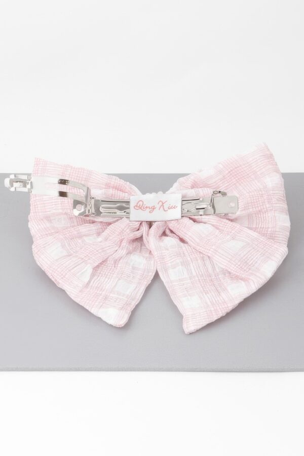 Plaid Pearl Ribbon Hair Clip – Bow Accent