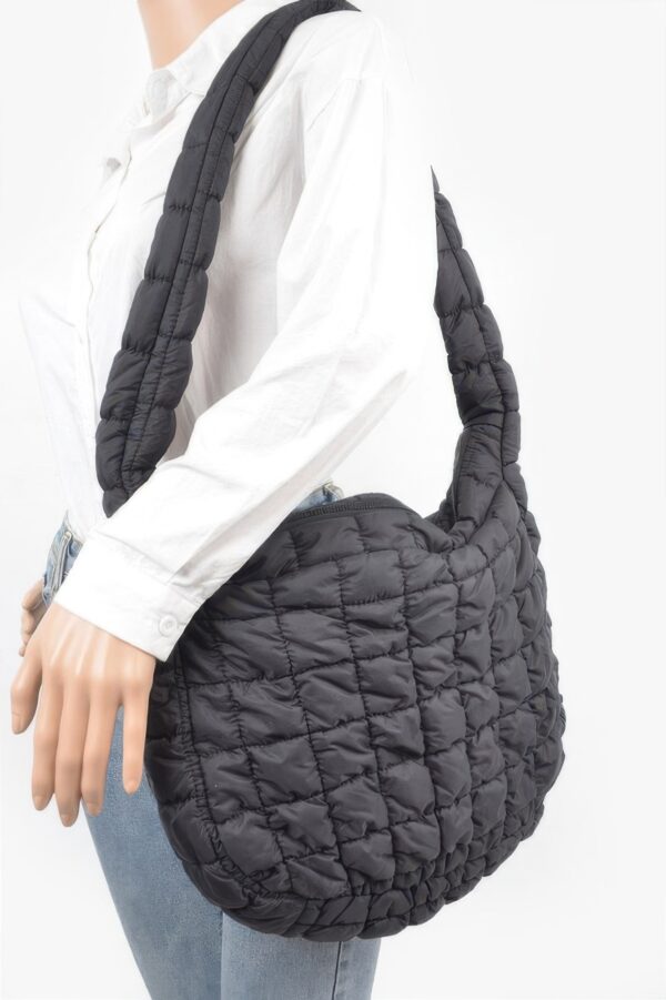 Plush Quilted Oversize Nylon Crossbody Bag