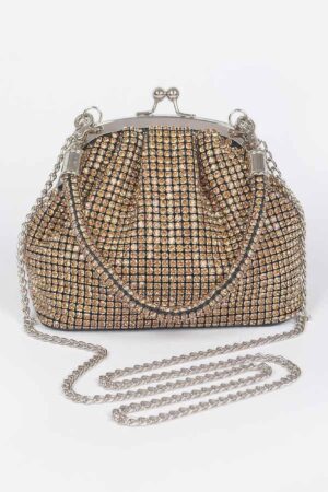 Rhinestone Box Clutch with Mixed Metal Accents