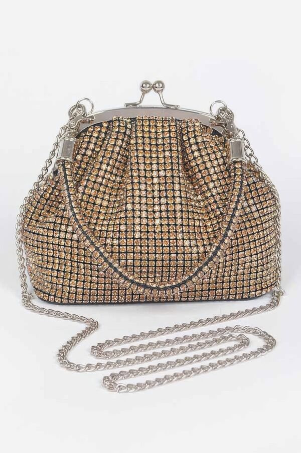 Rhinestone Box Clutch with Mixed Metal Accents