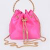 Satin Bucket Bag with Rhinestone Top Handle