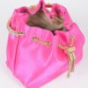 Satin Bucket Bag with Rhinestone Top Handle