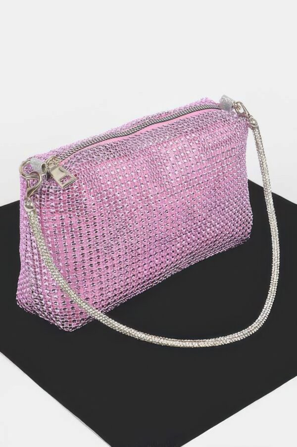 Studded Metal Clutch Bag – Silver-Tone