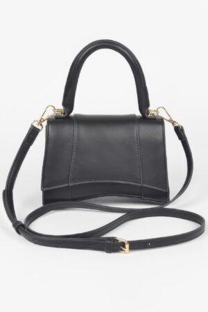 Faux Leather Top Handle Bag – Structured Mid-Size