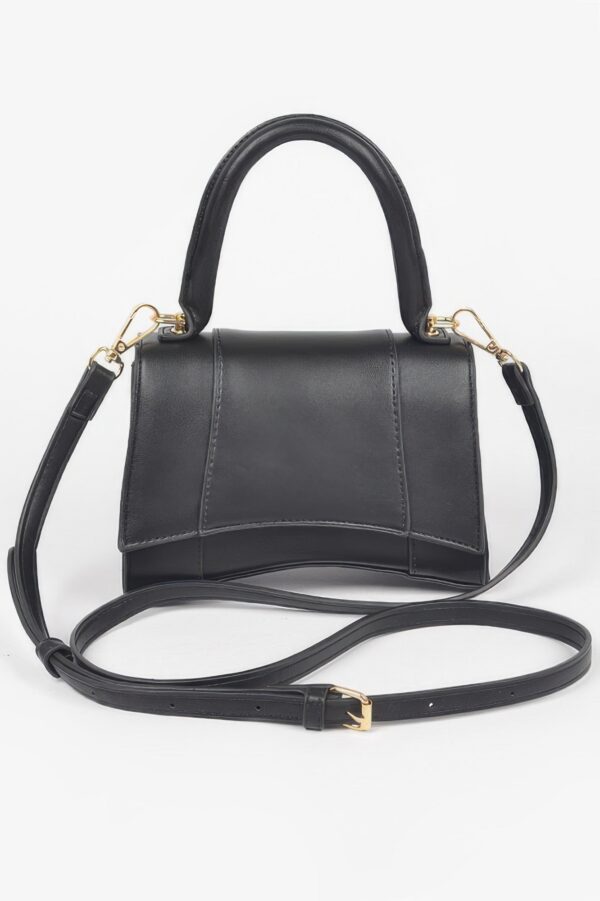 Faux Leather Top Handle Bag – Structured Mid-Size