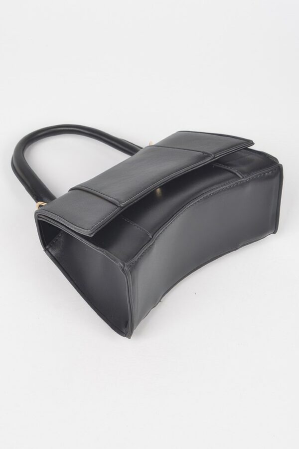 Faux Leather Top Handle Bag – Structured Mid-Size