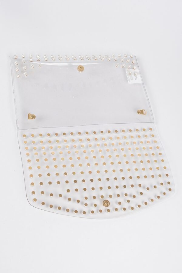 Transparent Envelope Clutch with Faux Pearl Studs