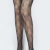 Black Lace-Top Polyester Stockings – Sleek Finish
