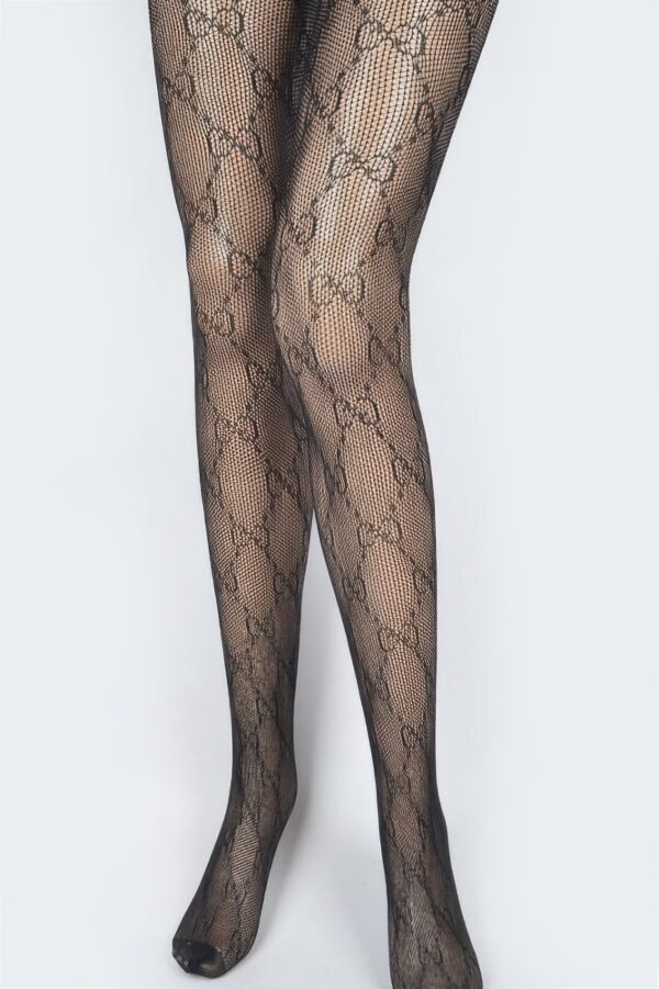 Black Lace-Top Polyester Stockings – Sleek Finish