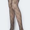 Black Lace-Top Polyester Stockings – Sleek Finish