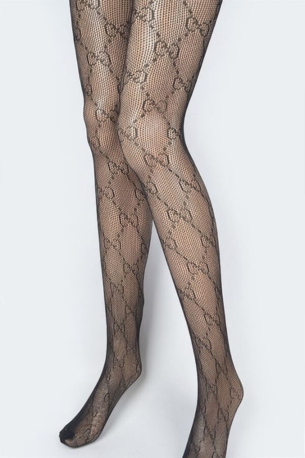 Black Lace-Top Polyester Stockings – Sleek Finish