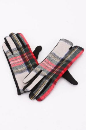 Plaid Gloves with Warm Lining – Flexible Fit