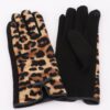 Leopard Knit Gloves with Bow Accent