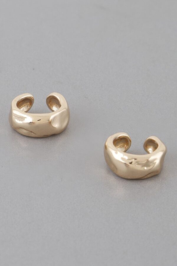 Abstract Dent Hoop Earrings – Polished Sculptural Hoops