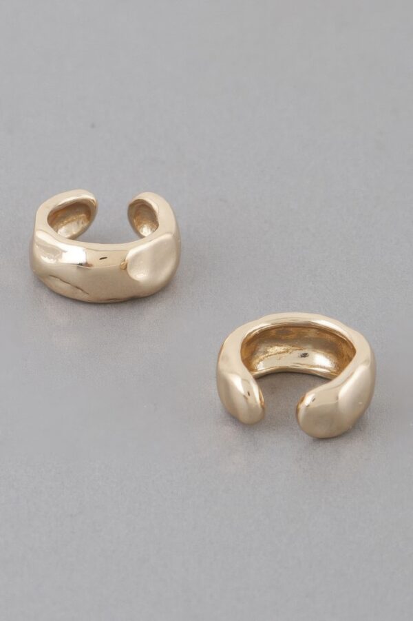 Abstract Dent Hoop Earrings – Polished Sculptural Hoops