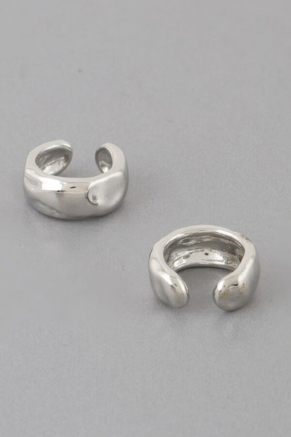 Abstract Dent Hoop Earrings – Polished Sculptural Hoops