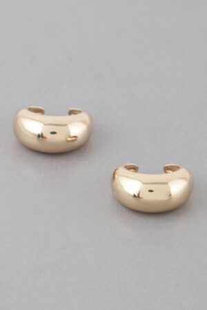 Petite Crescent Hoop Earrings – High-Polish Metallic Finish