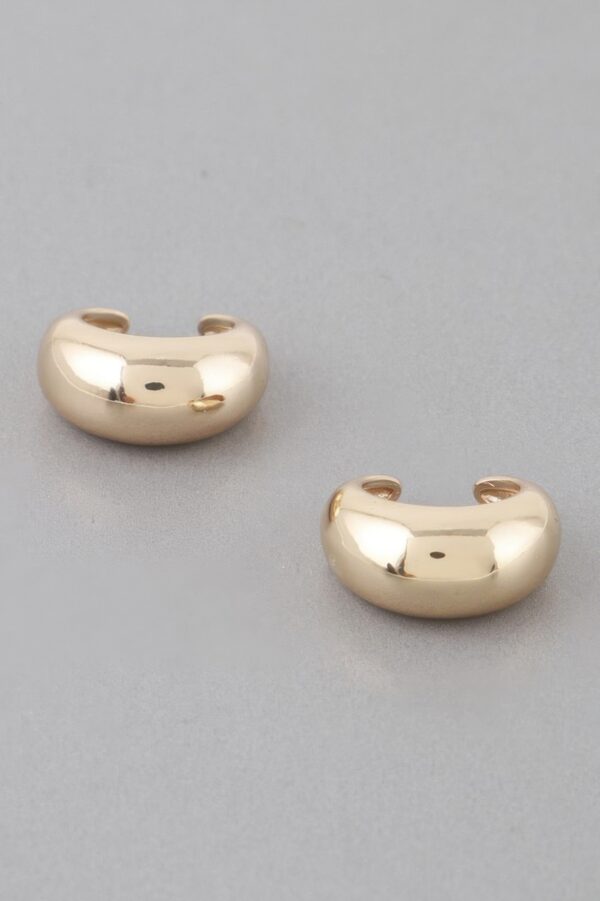 Petite Crescent Hoop Earrings – High-Polish Metallic Finish