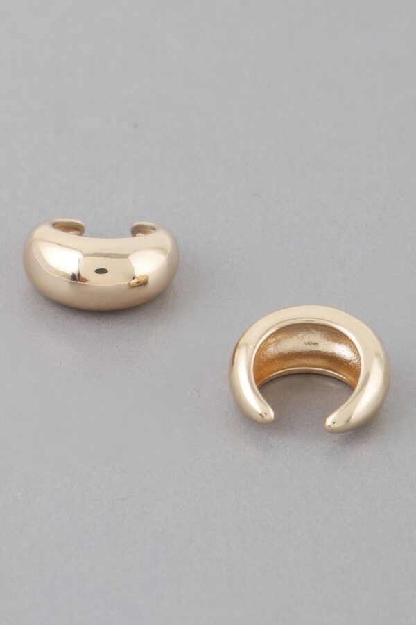 Petite Crescent Hoop Earrings – High-Polish Metallic Finish