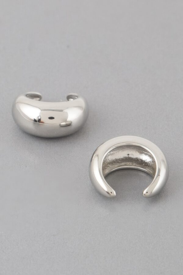 Petite Crescent Hoop Earrings – High-Polish Metallic Finish