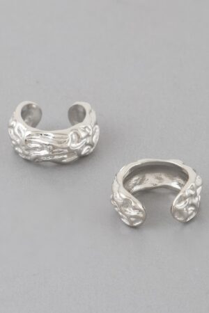 Abstract Ripple Hoop Earrings – Sculpted Mid-Size