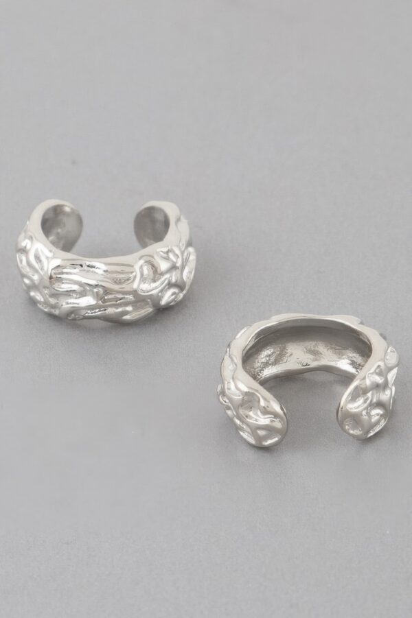 Abstract Ripple Hoop Earrings – Sculpted Mid-Size