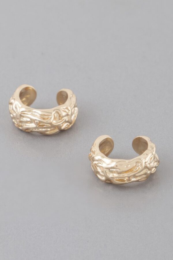Abstract Ripple Hoop Earrings – Sculpted Mid-Size