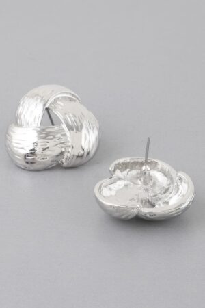 Hammered Interwoven Stud Earrings – Textured Metal