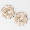 Pearl Flower Cluster Stud Earrings – Polished Metal