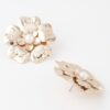 Pearl Flower Cluster Stud Earrings – Polished Metal