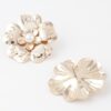 Pearl Flower Cluster Stud Earrings – Polished Metal