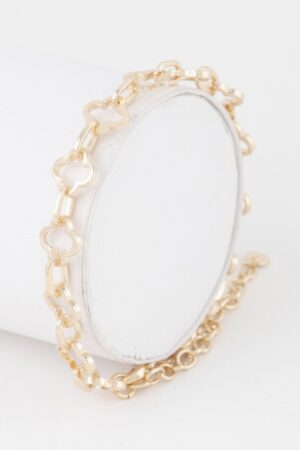 Clover Link Chain Bracelet – Polished Metal Clover Links