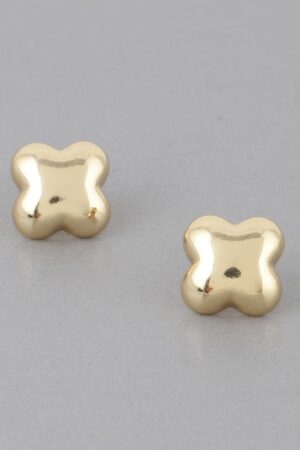Four-Leaf Stud Earrings – Polished Metallic