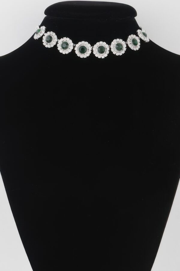 Emerald Rhinestone Choker Necklace – Polished Metal