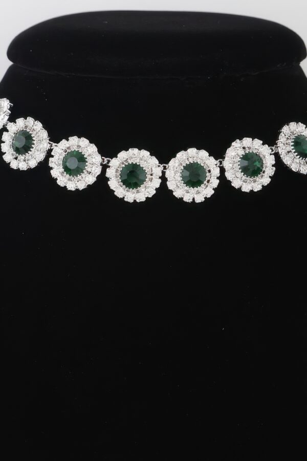 Emerald Rhinestone Choker Necklace – Polished Metal