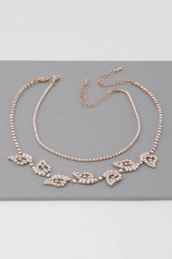Rhinestone Leaf Choker Necklace – Delicate Leaf Motif