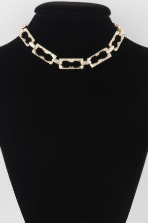 Hammered Link Chain Necklace – Textured Metal Links