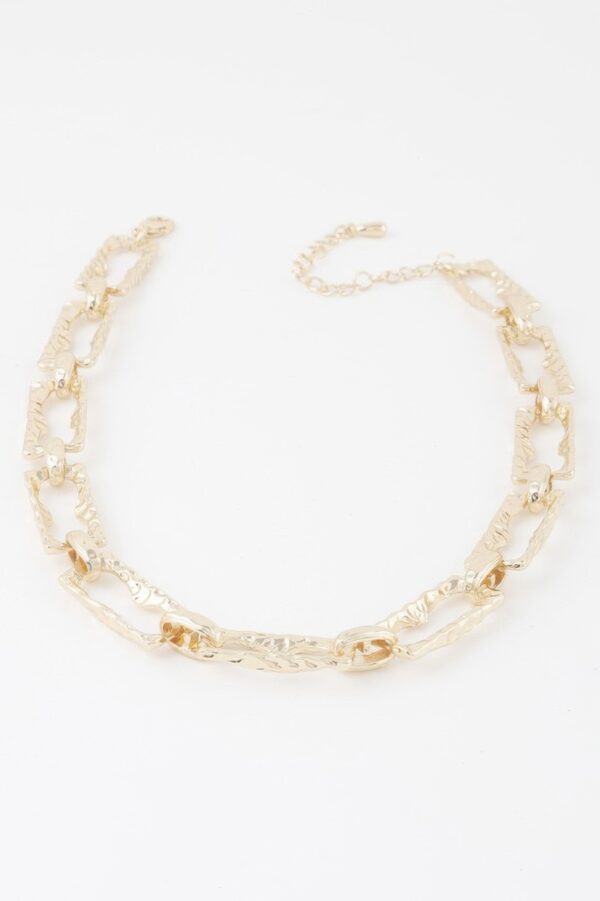 Hammered Link Chain Necklace – Textured Metal Links