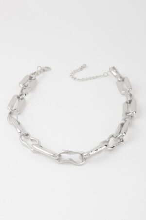 Hammered Chain Necklace – Shiny Textured Links, 16″