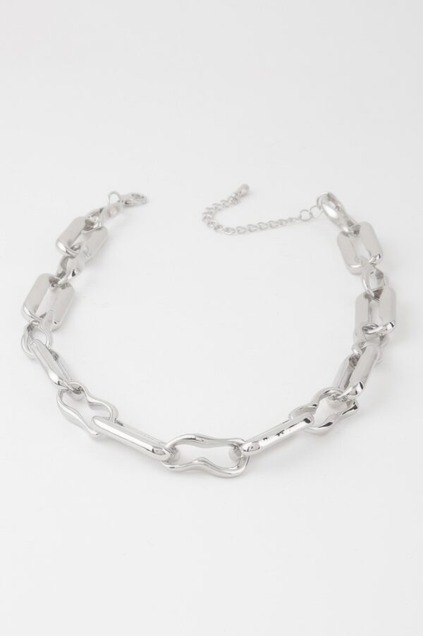 Hammered Chain Necklace – Shiny Textured Links, 16″