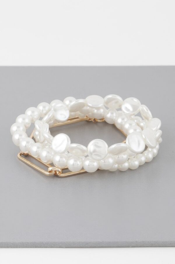 Multi-Strand Faux Pearl Bracelet – Layered Stretch Design