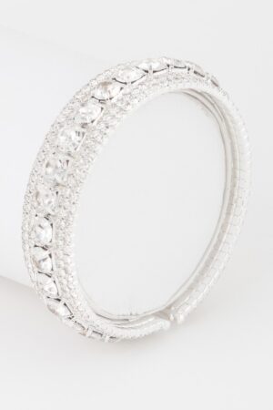 Rhinestone Cuff Bracelet – Polished Metal Sparkle