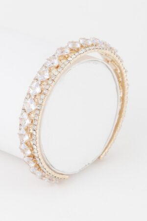 Cubic Rhinestone Cuff Bracelet – Polished Slip-On